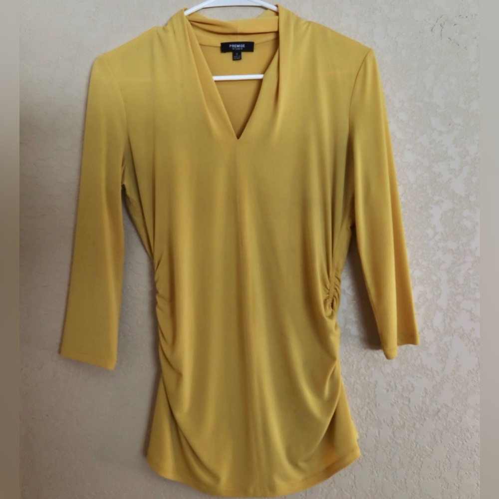 Premise Mustard V-Neck Blouse